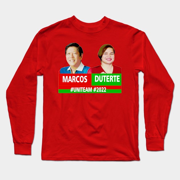 BBM Sara Marcos Duterte Uniteam Merch Gift Idea Red Green Pinoy Pinay Philippines 2022 SaraAll Long Sleeve T-Shirt by familycuteycom